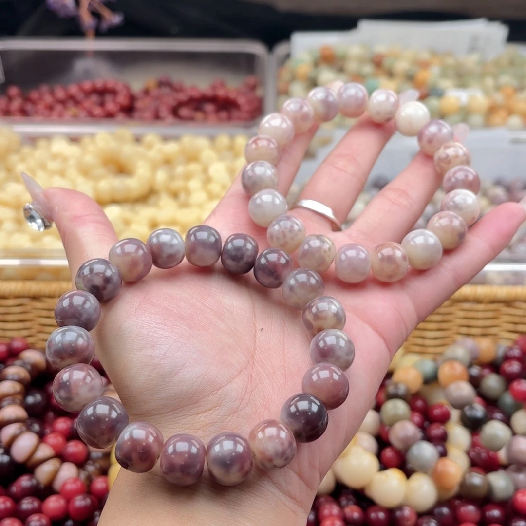 白玉菩提吊坠wc13.5mm15+5颗。极光紫 玻璃底