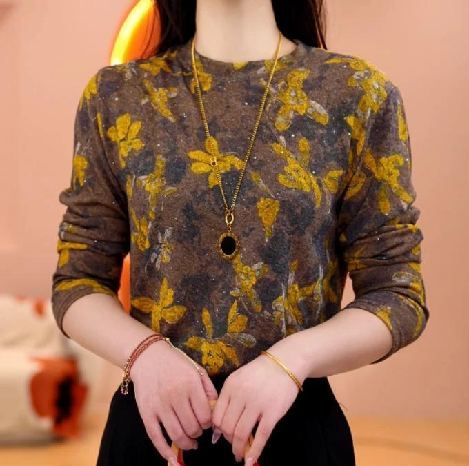 西湖雪2025新款新中式国风设计感气质澳绒打底衫M959艾青