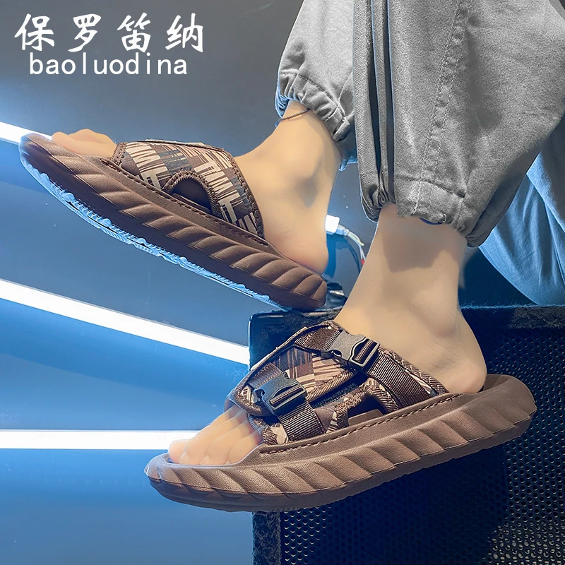 保罗笛纳一字拖男夏季外穿运动海边沙滩凉拖男士防滑软底静音拖鞋