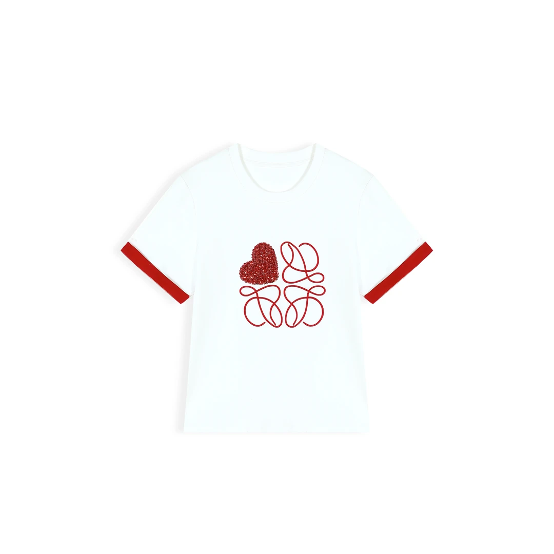 醒醒专属(心意)明星同款2025春夏260g刺绣亮片百搭圆领短袖591Y