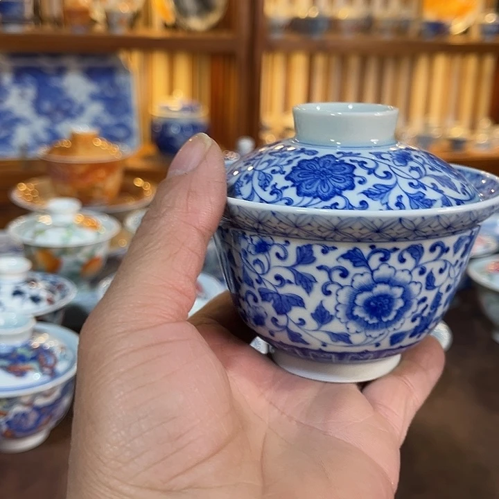 錡镇堂手工手绘盖碗