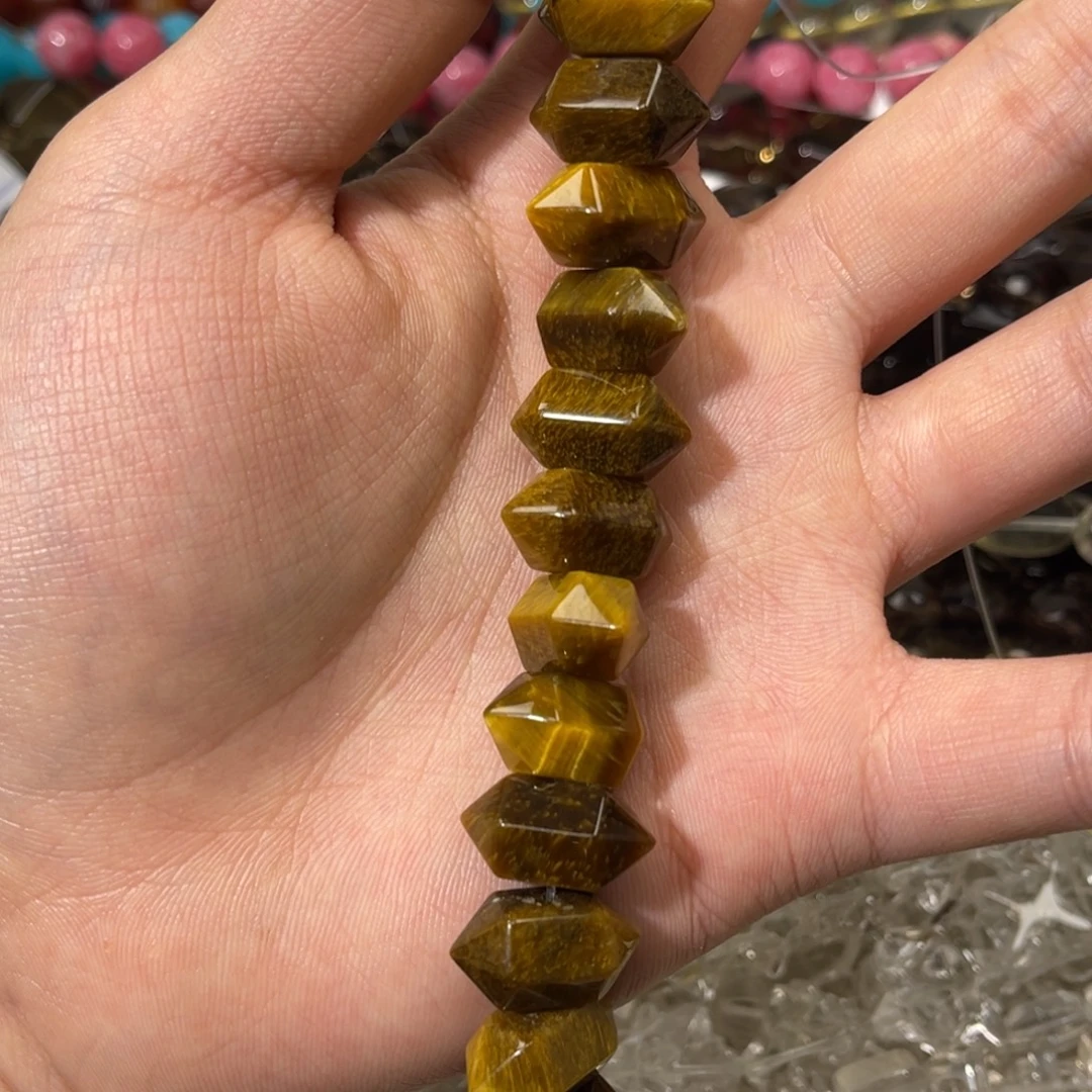 烟晶手链银S925镶嵌卡10虎眼石双尖到手20颗