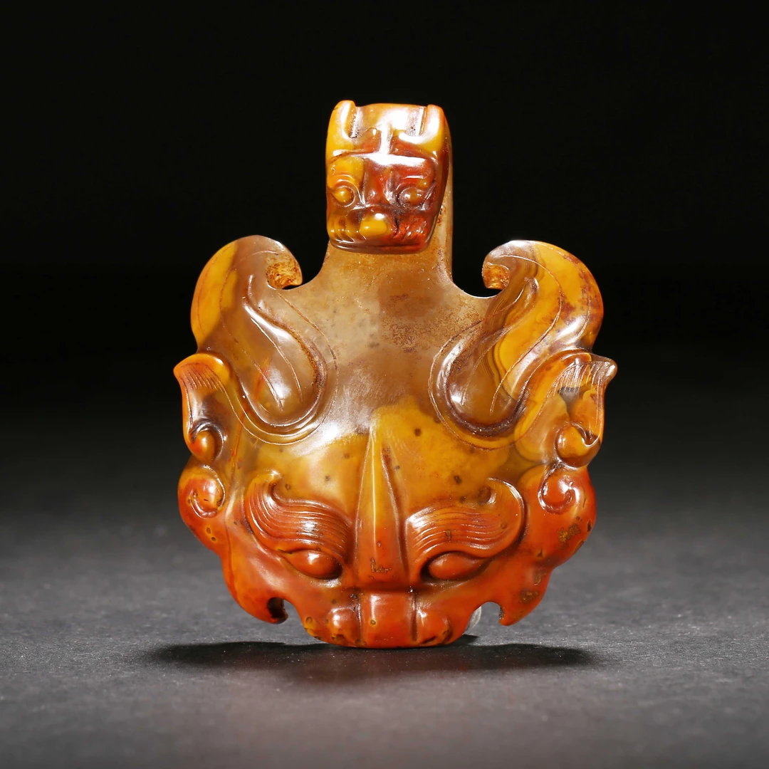 明代/战国红玛瑙兽面带钩/JAQ25062555/收藏/【济文阁】