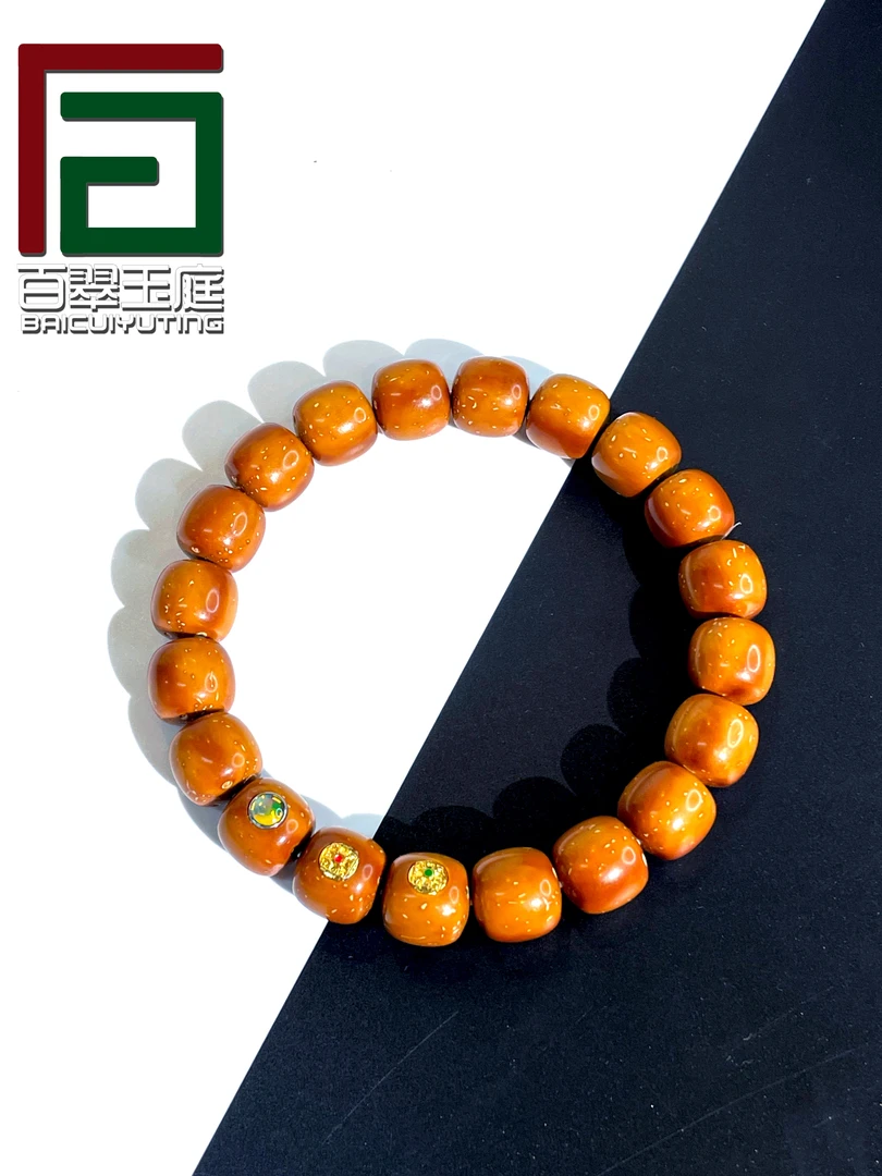 三标（彩标）姜黄皮油核半实心老型卡11尺寸紫金鼠手串