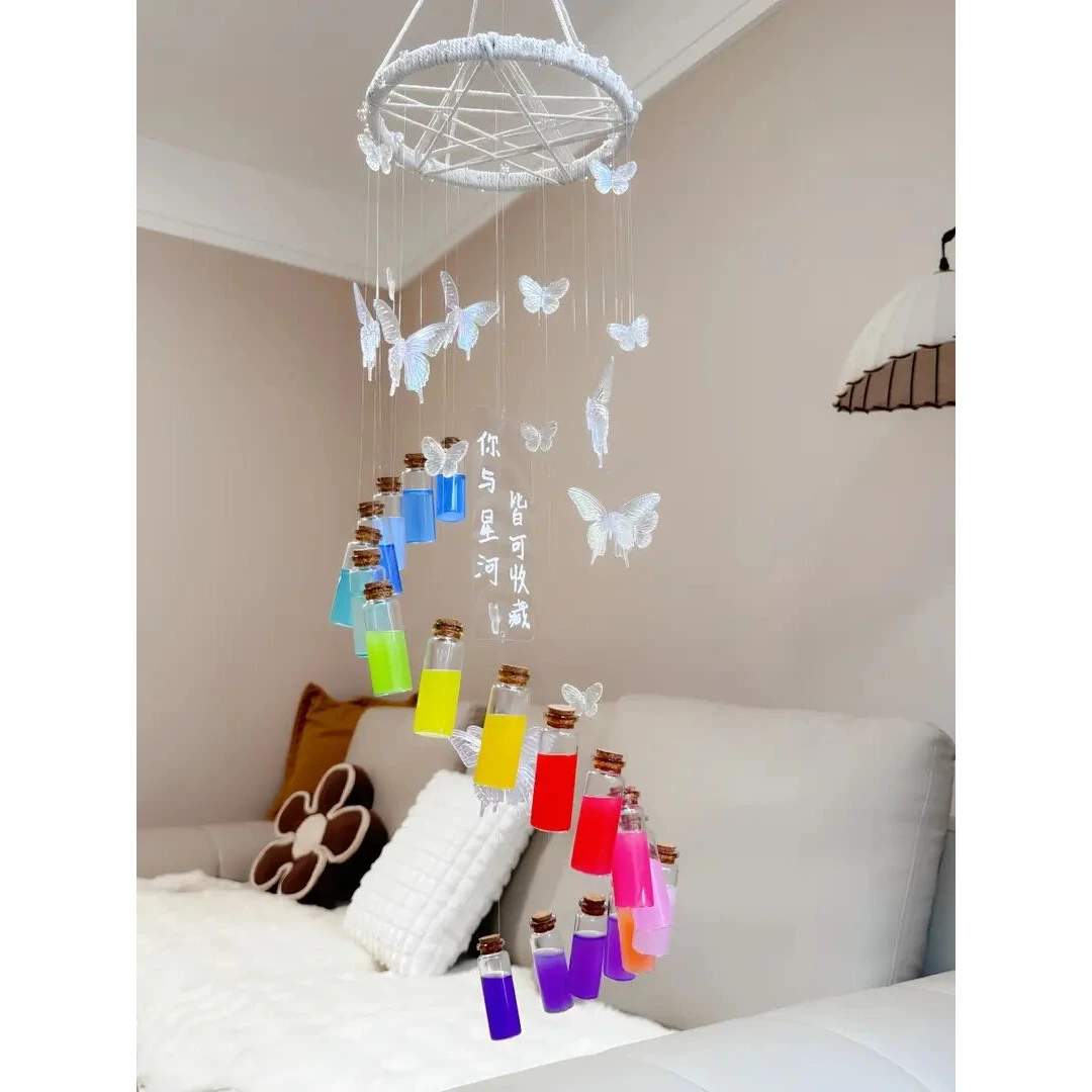 蝴蝶彩虹风铃手工diy材料包许愿瓶风铃送朋友女朋友闺蜜礼物H010