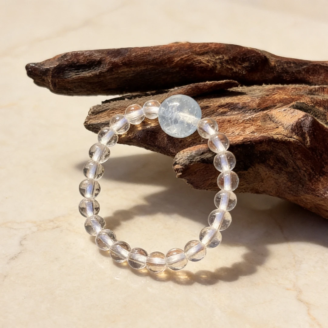 【禧阔】海蓝宝白水晶戒指