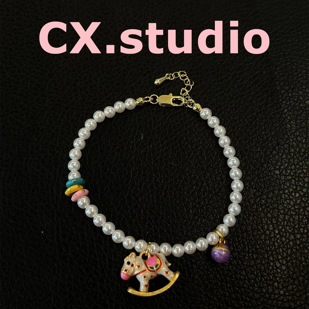 铜合金珐琅手链 彩色小木马手链 3024