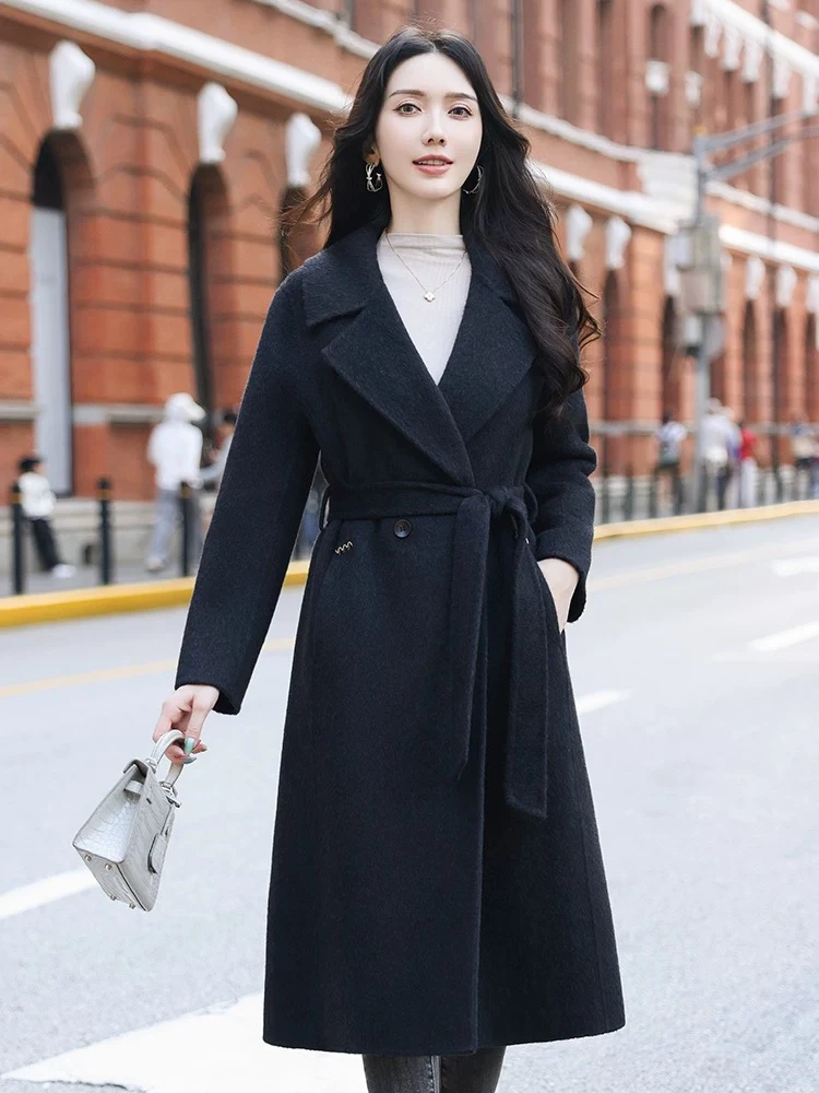 大码正肩休闲显瘦气质型双面羊毛大衣胖mm829