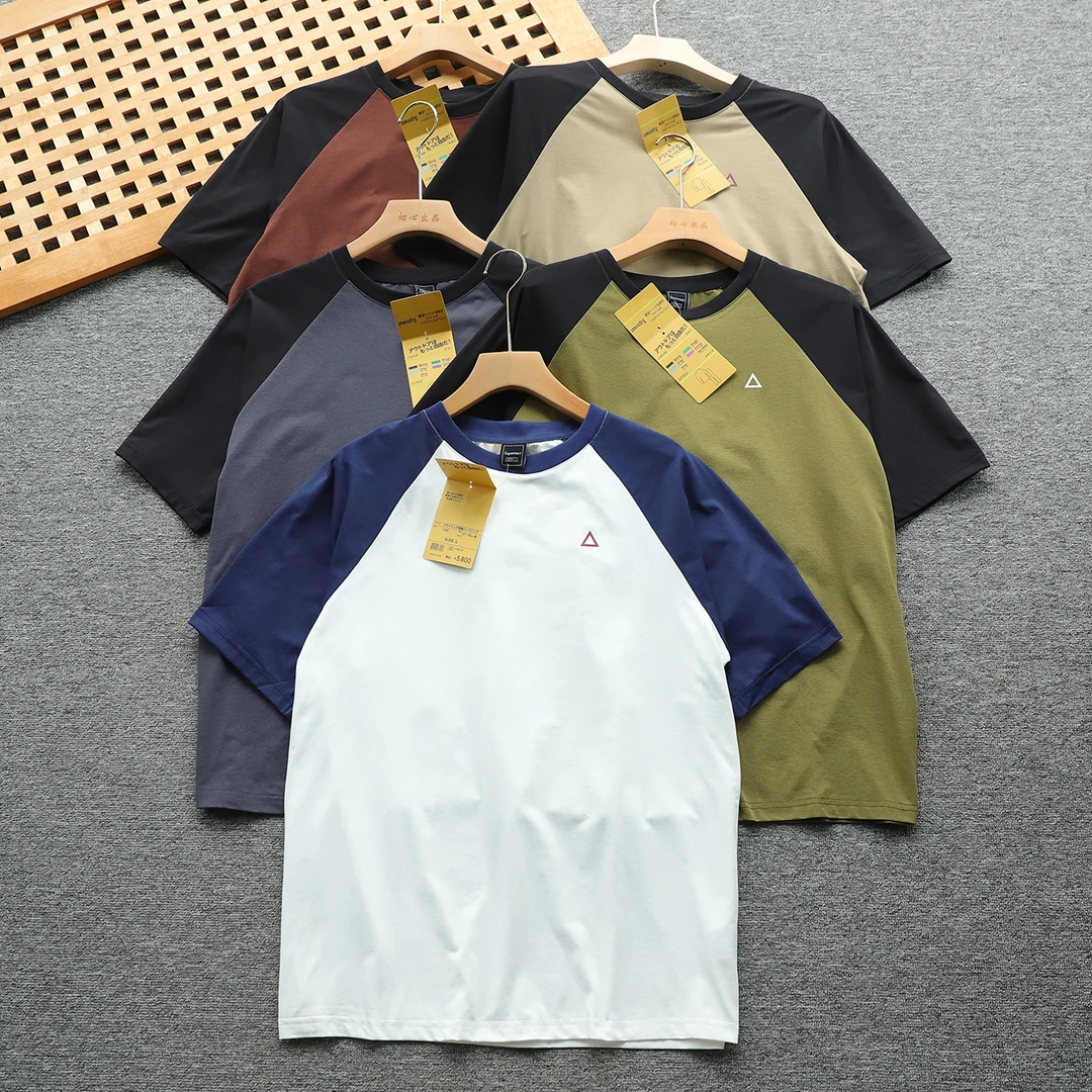 日单 三角标户外夏季男女拼接撞色短袖T恤