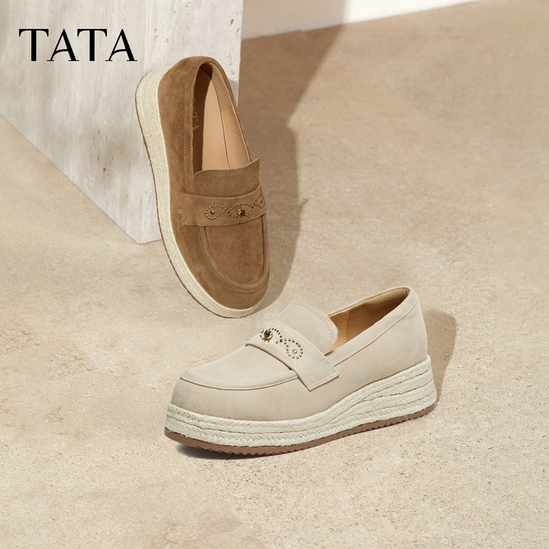 【琥珀流光】TATA他她2025秋新款商场同款休闲厚底乐福鞋女UUZ01CA5