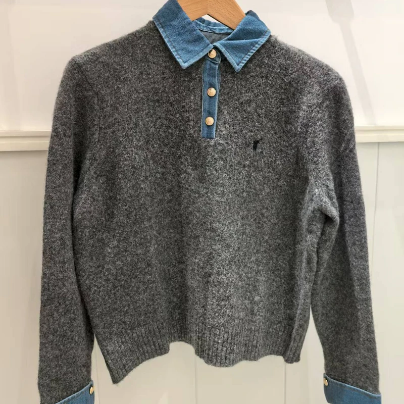 POLOWALK2025新款休闲针织毛衣百搭假两件