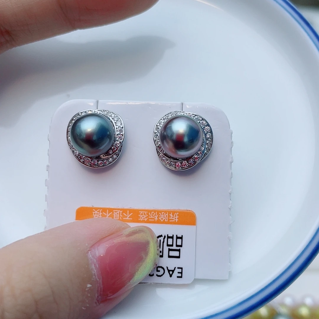 海水珍珠银S925镶嵌耳饰w67