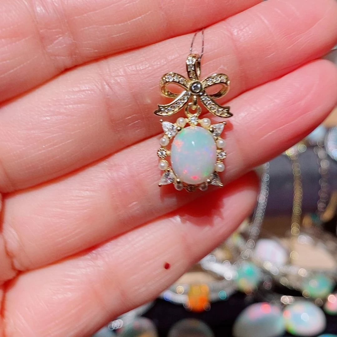 欧泊银S925镶嵌吊坠