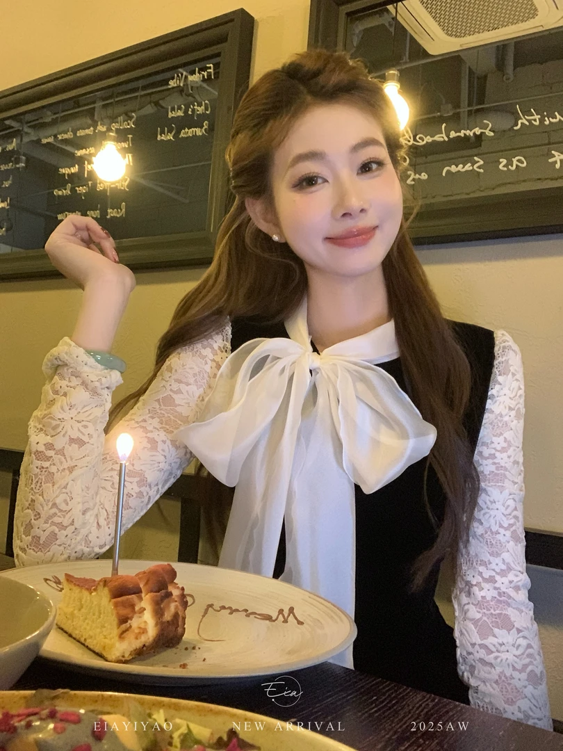 EIA一尧【香氛巴黎】气质慵懒氛围假两件连衣裙千金显瘦大摆生日裙