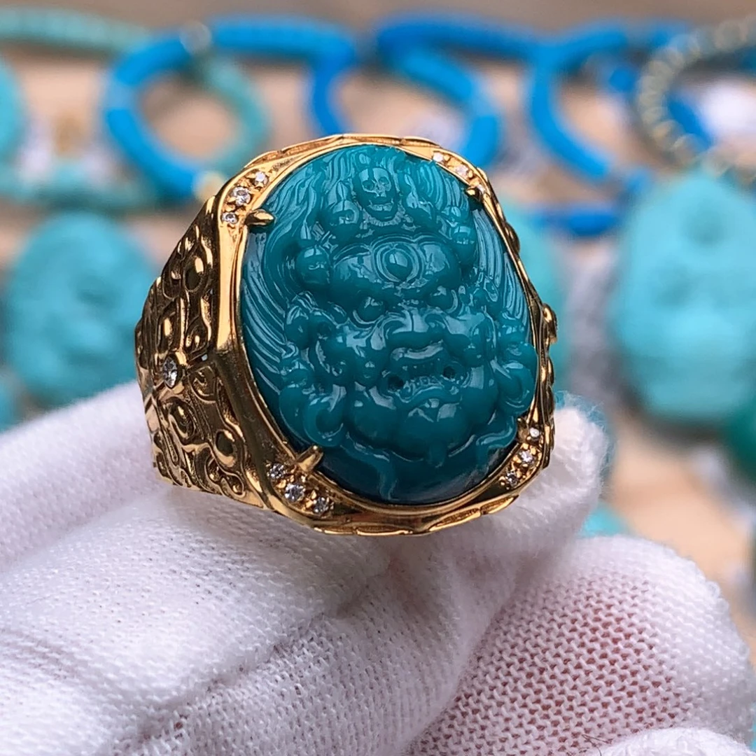 绿松石18K金镶嵌珠宝奇石