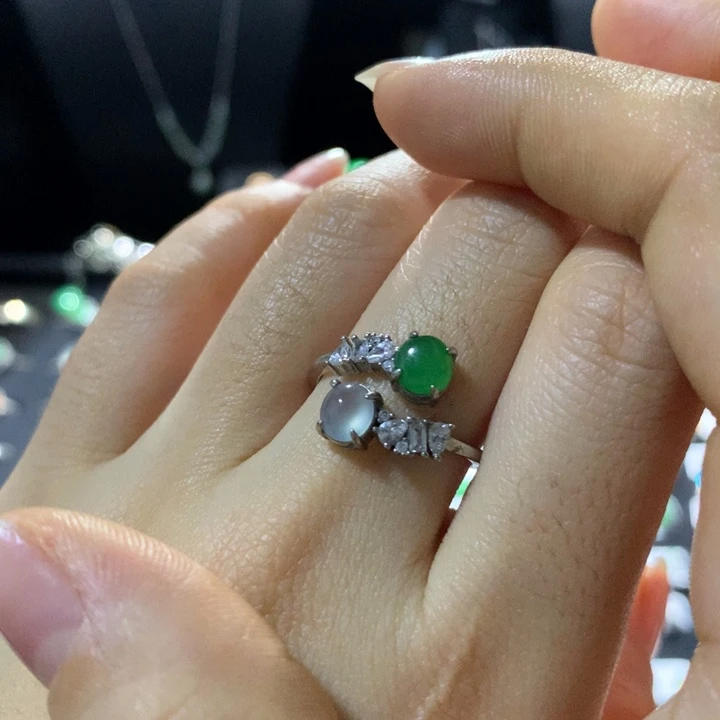 翡翠银S925镶嵌戒指