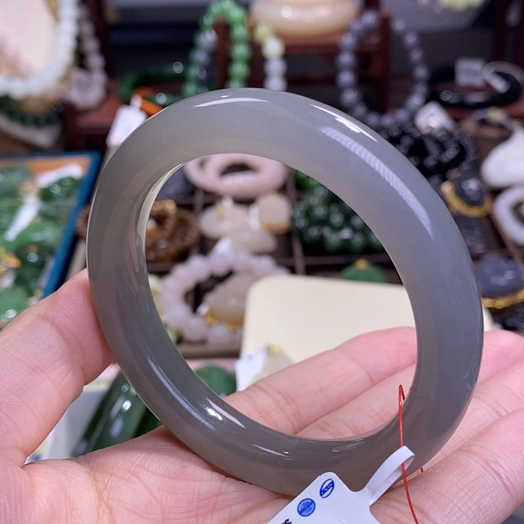 和田玉孤品福利老矿料烟紫手镯55.5未镶嵌欢**?