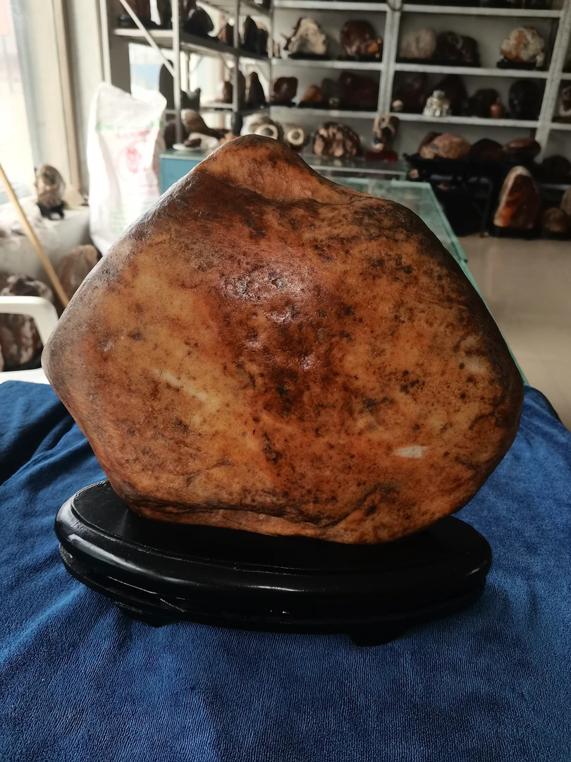 天然原石唐河彩玉山子摆件