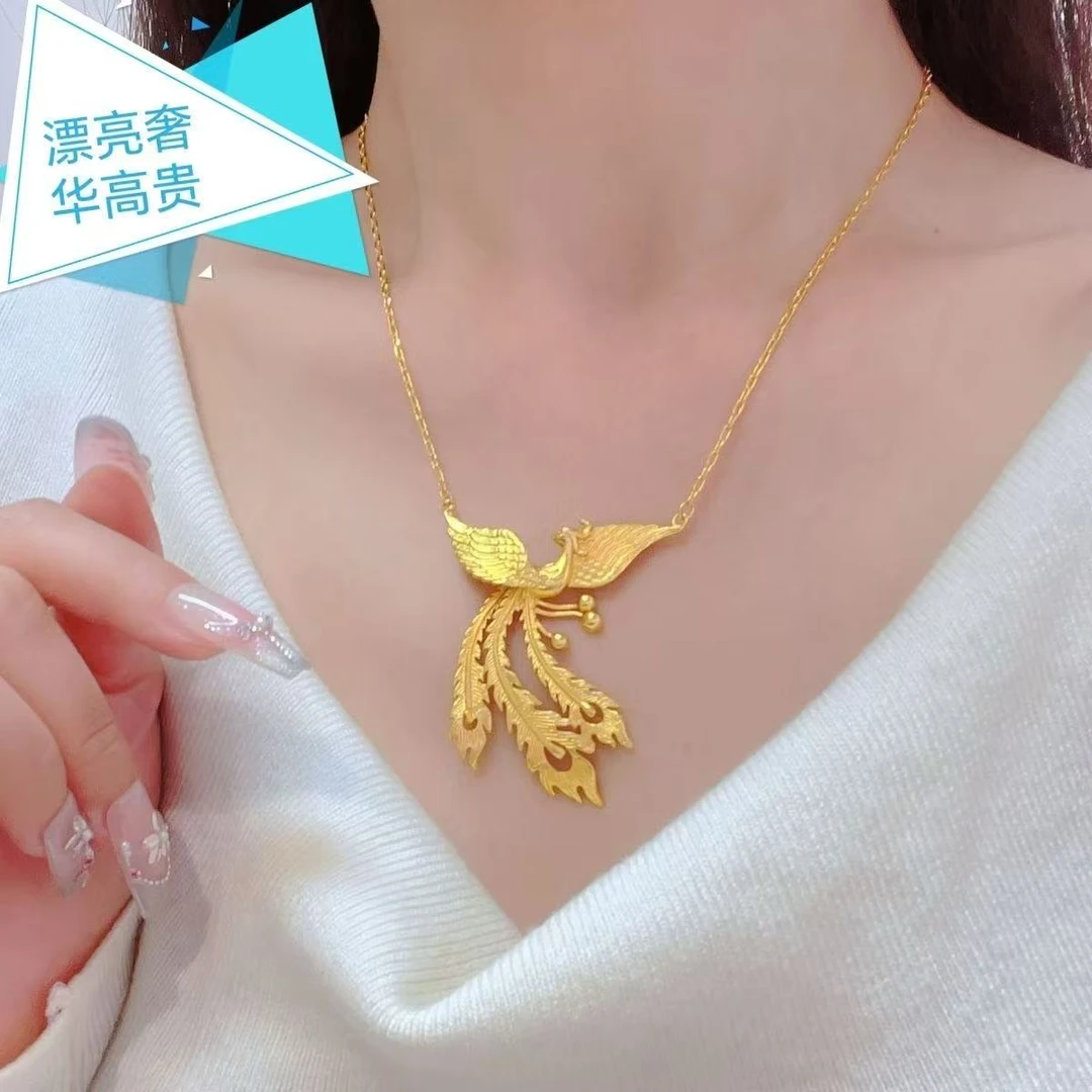 铜合金项链 婚嫁款凤舞九天项链戒指轻奢高级感不掉色