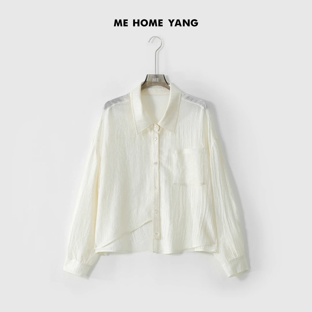 ME【醋酸斜裁空调衫】珠光肌理老钱风衬衣显瘦百搭时尚外套MESS3807