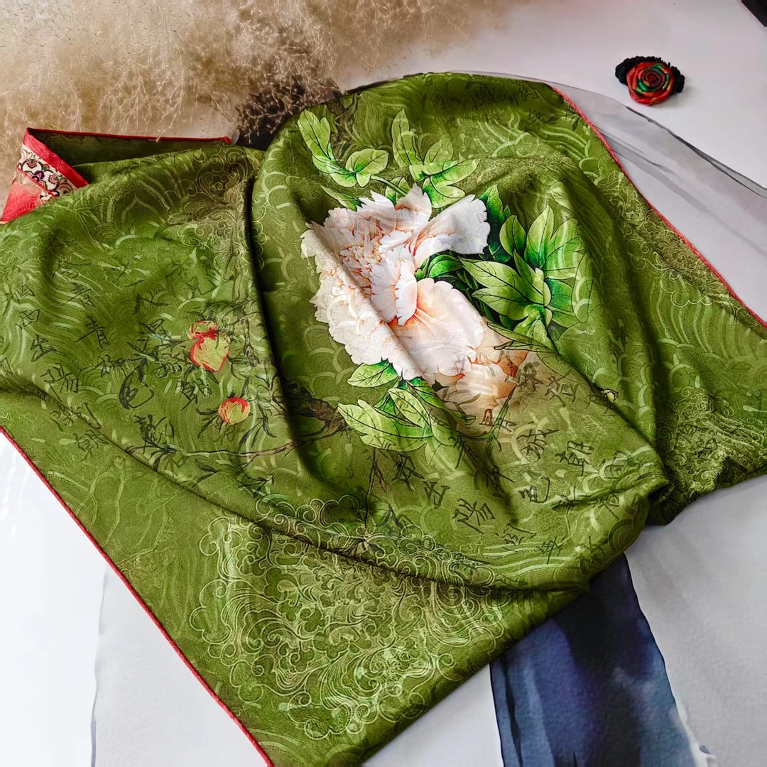 新款【青梧】70*180重磅香云龙纹珠光锻高货重磅国风高端丝巾-C3