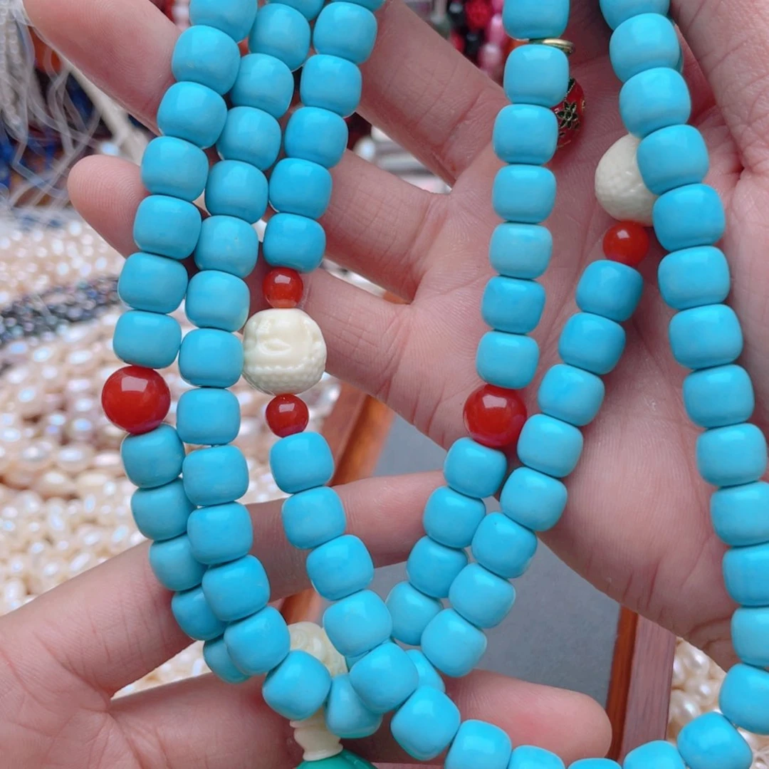 合金玛瑙/玉髓珠宝奇石松石项链1条卡10的108颗