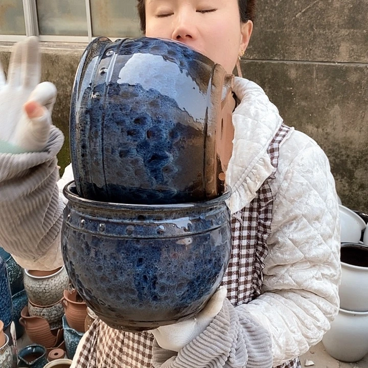 紫砂花盆瑕疵口21高17