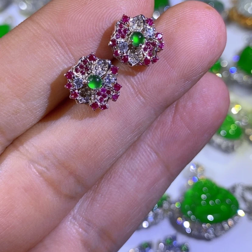 【闪购商品】翡翠挂件银S925镶嵌天然翡翠