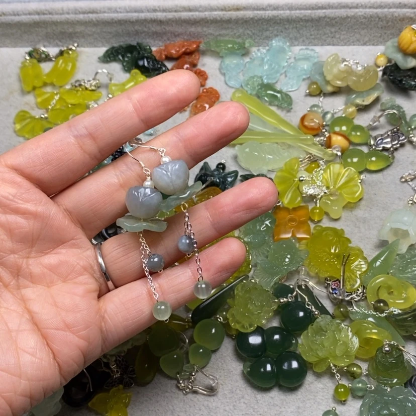 【闪购商品】蛇纹石玉未镶嵌挂件耳饰耳环项链喵*