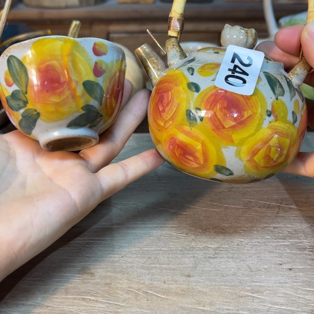 壶素浅陶瓷手工手绘