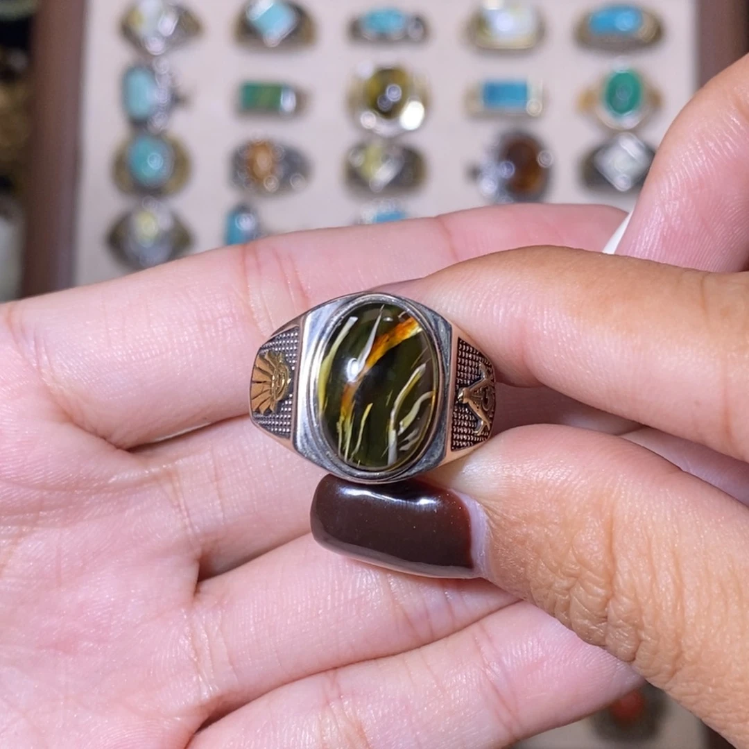 蜜蜡戒指银S925镶嵌诺***咸戒指