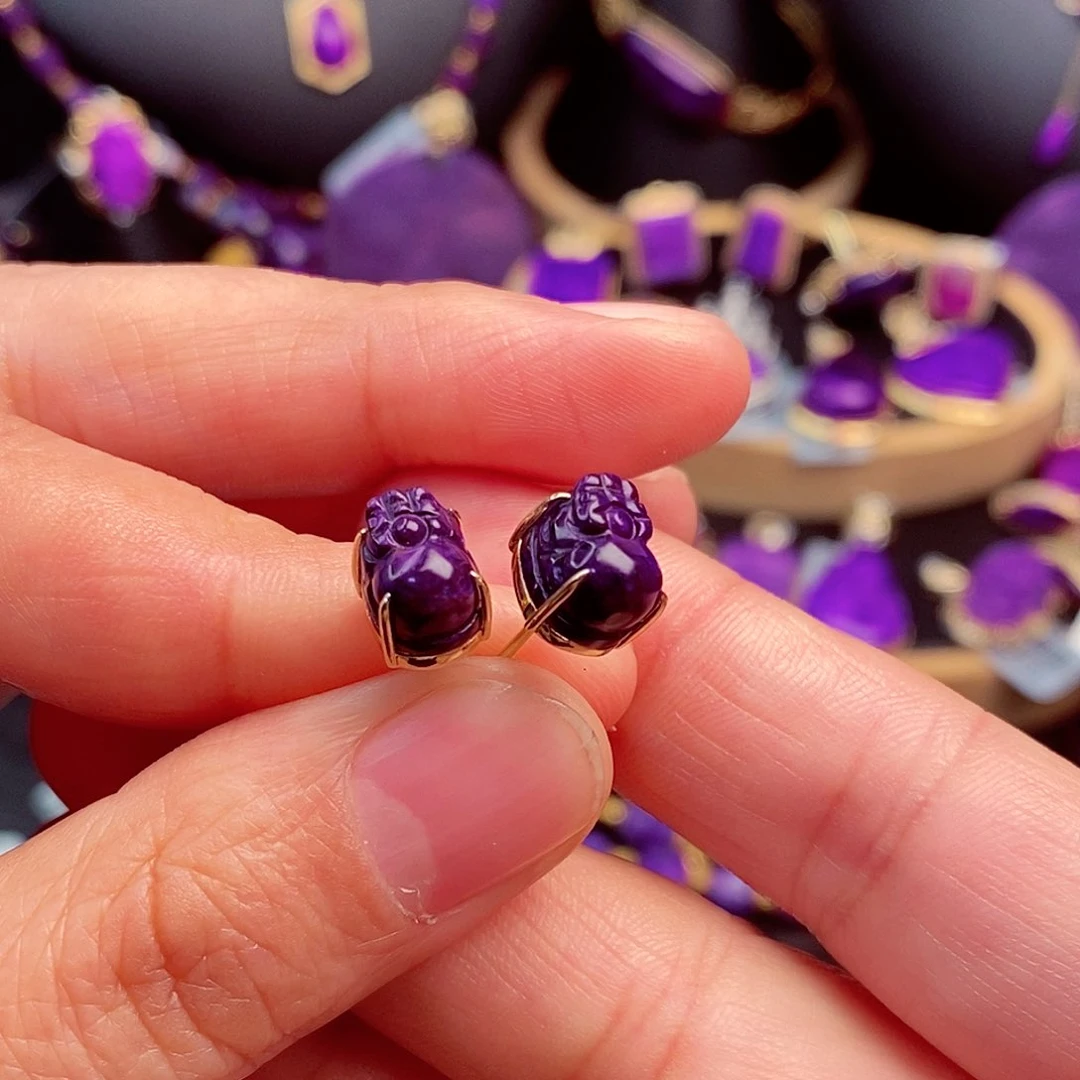 苏纪石（舒俱来）耳饰18K金镶嵌