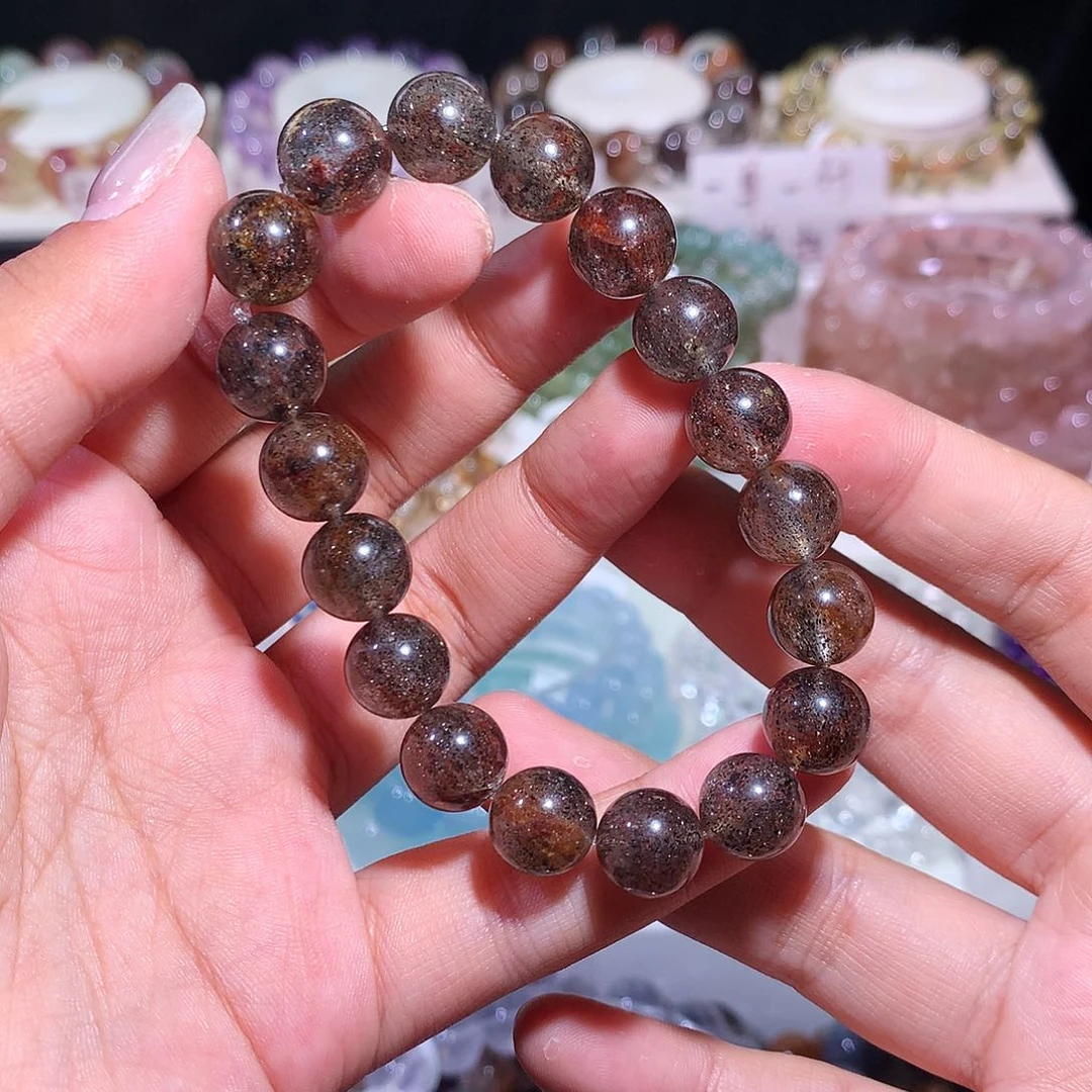 未镶嵌手链水晶黑金红云母草莓晶10