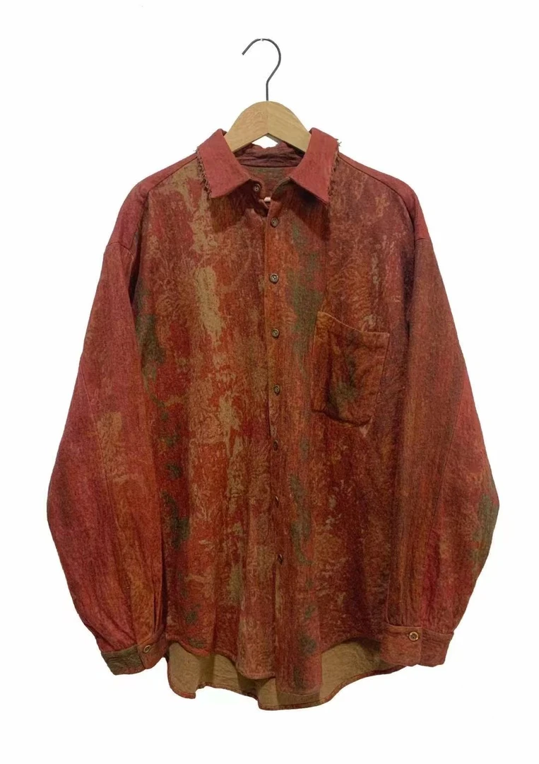 山山家-左岸迷香【衬衫】Z24FW1006羊毛棉印花宽松长袖复古时尚轻奢