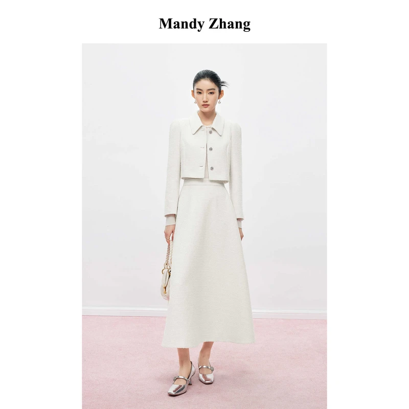 【初依专属】MandyZhang白色花纱半身裙女春伞裙子