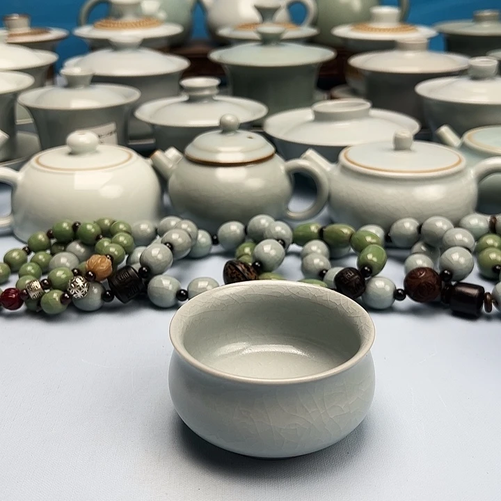 杯仿古月白月卧佛杯原矿原釉原产地