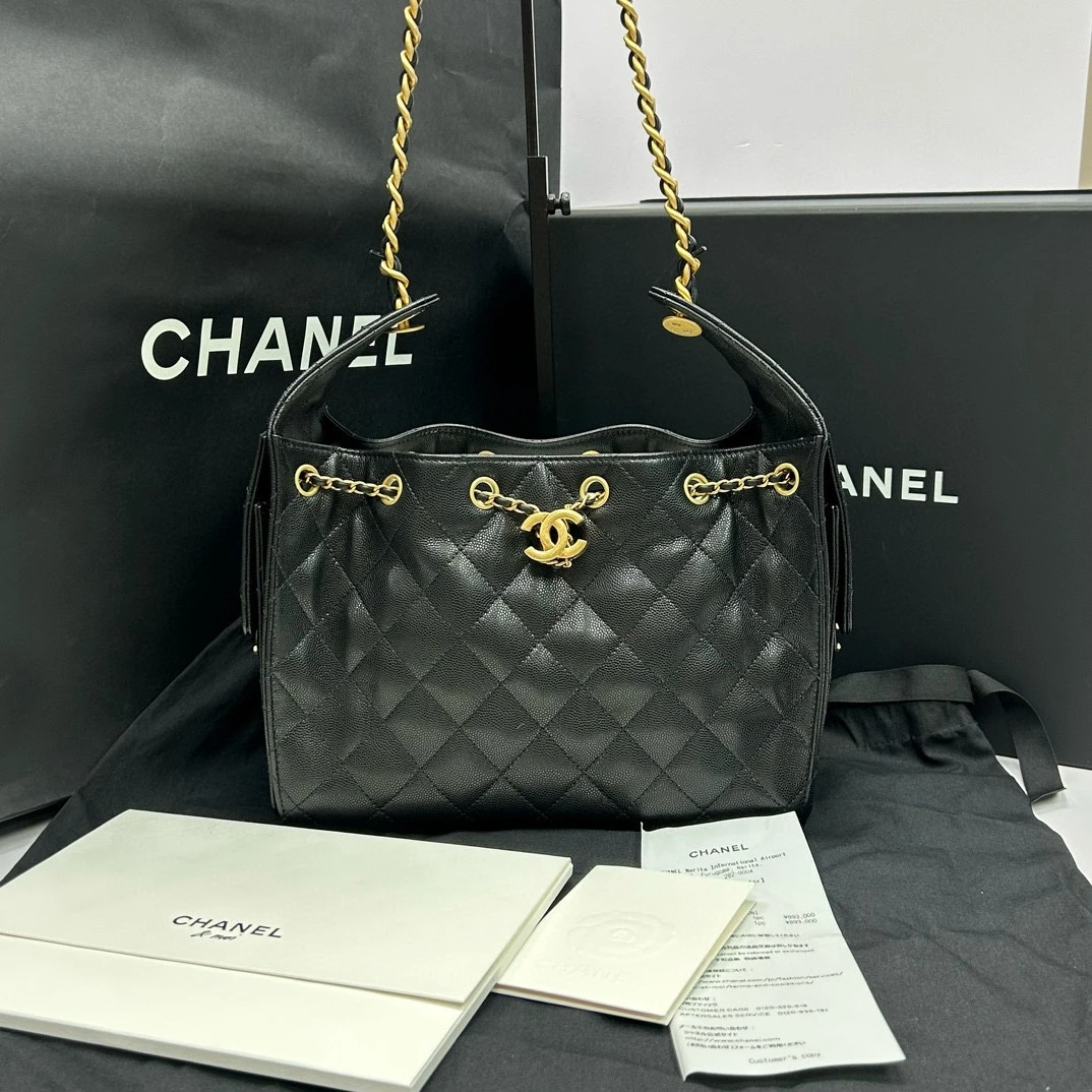 99新 Chanel/香奈儿 25bag黑金小号子母单肩斜挎包 72167