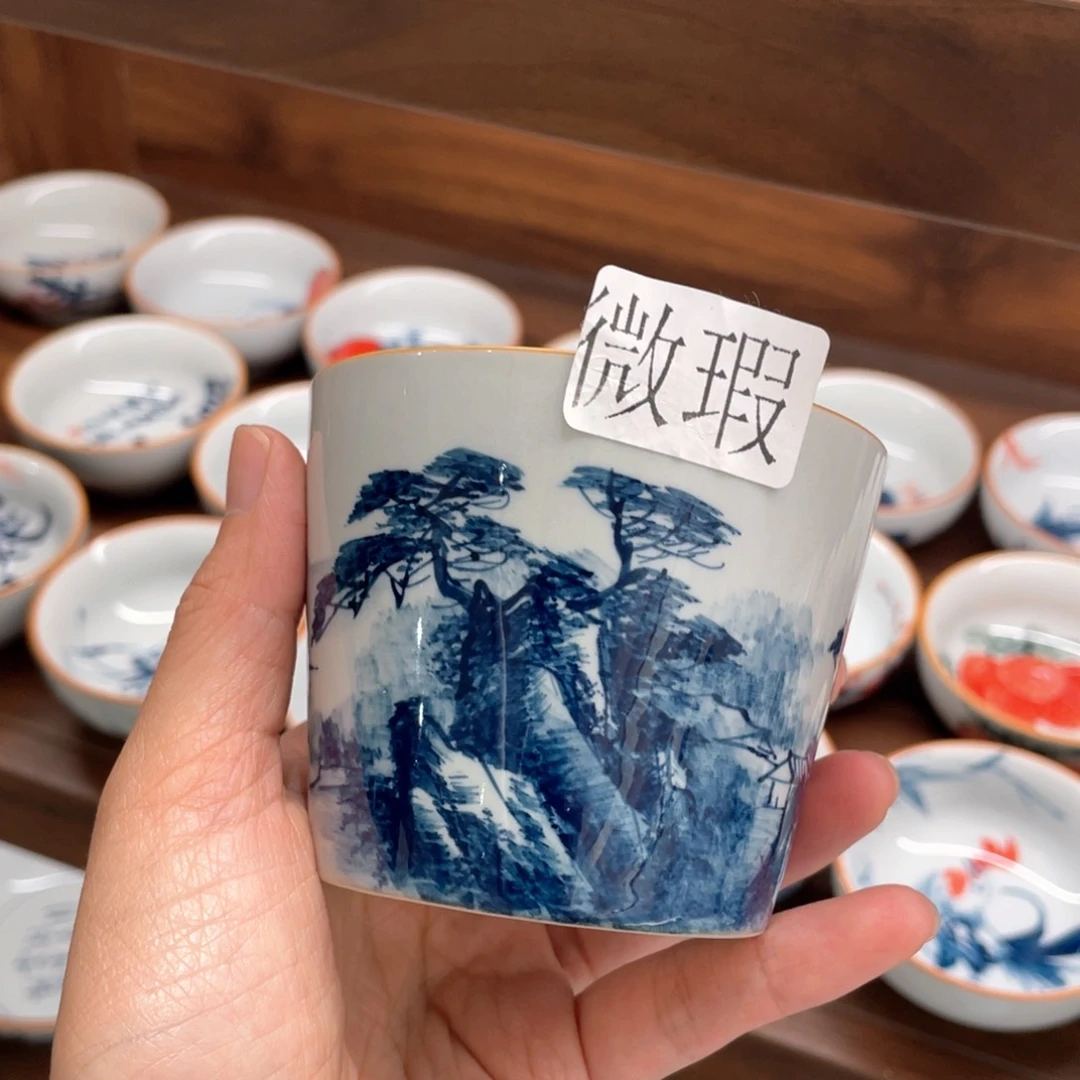 釉下手绘茶具微瑕