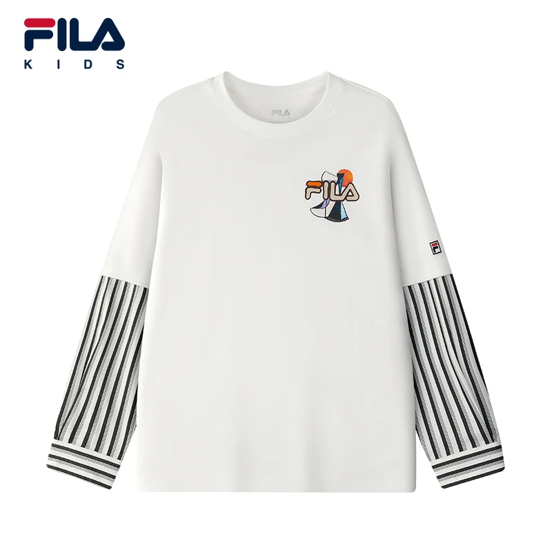FILA/斐乐儿童男大童长袖T恤25秋新款纯棉休闲上衣潮K12B532204F