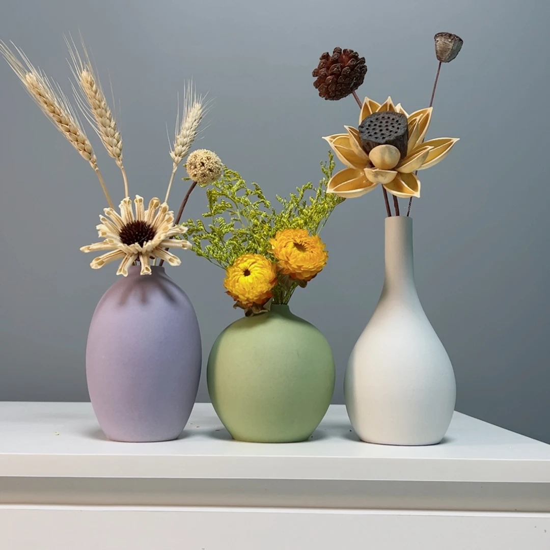 摆件景德镇手作陶瓷花瓶摆件无孔