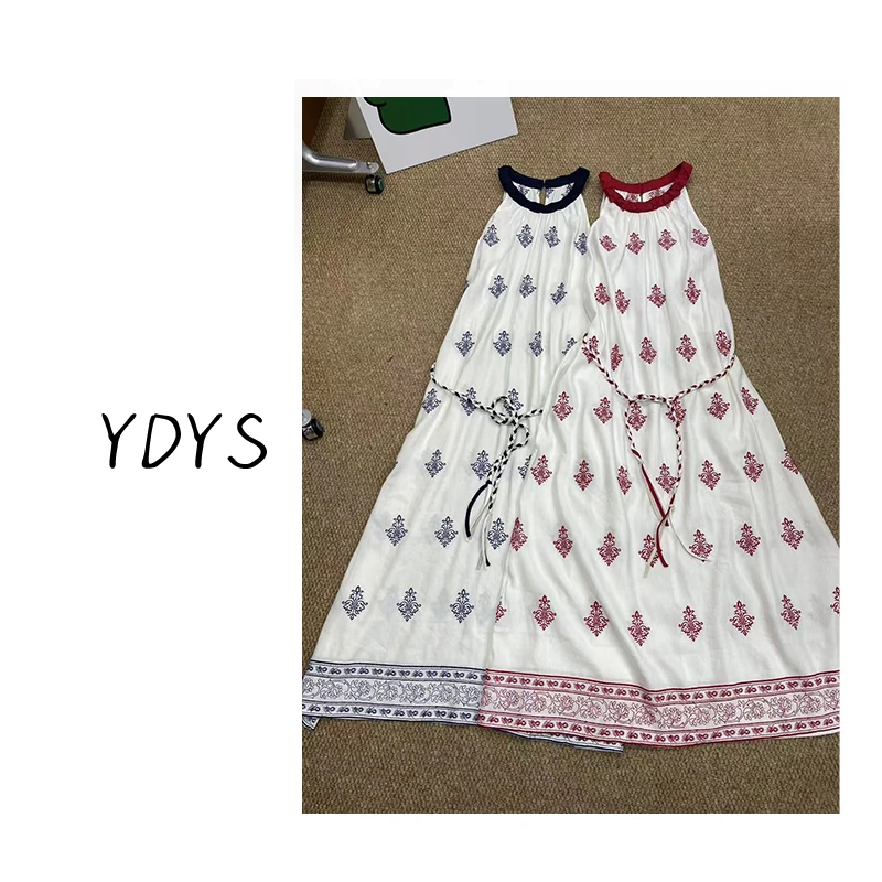【YDYS】25K00144 2025新款时尚气质小众腰带刺绣无袖连衣裙