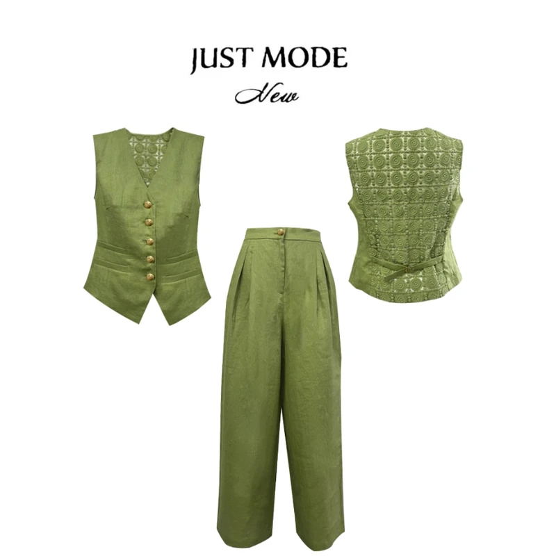 老赵小赵【绿野仙踪】100%亚麻简约时尚套装女上衣裤子两件套S100TZ