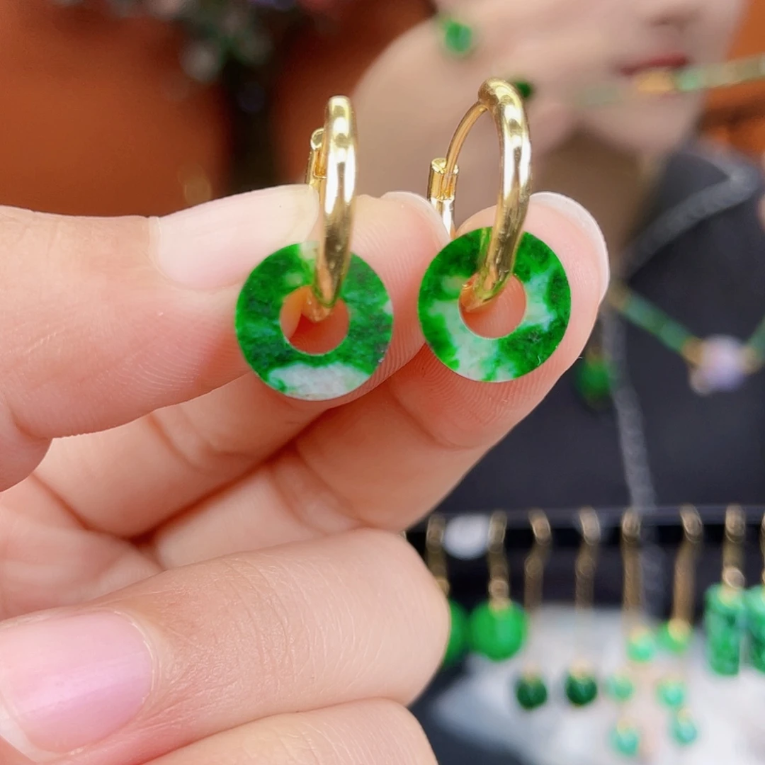 翡翠未镶嵌耳饰饰品