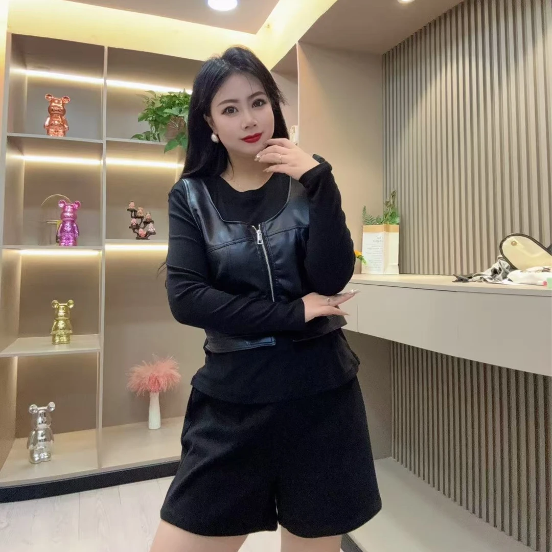 冬季小衫-甜 8527时尚潮流气质假两件设计显瘦款胖MM大码女装新款