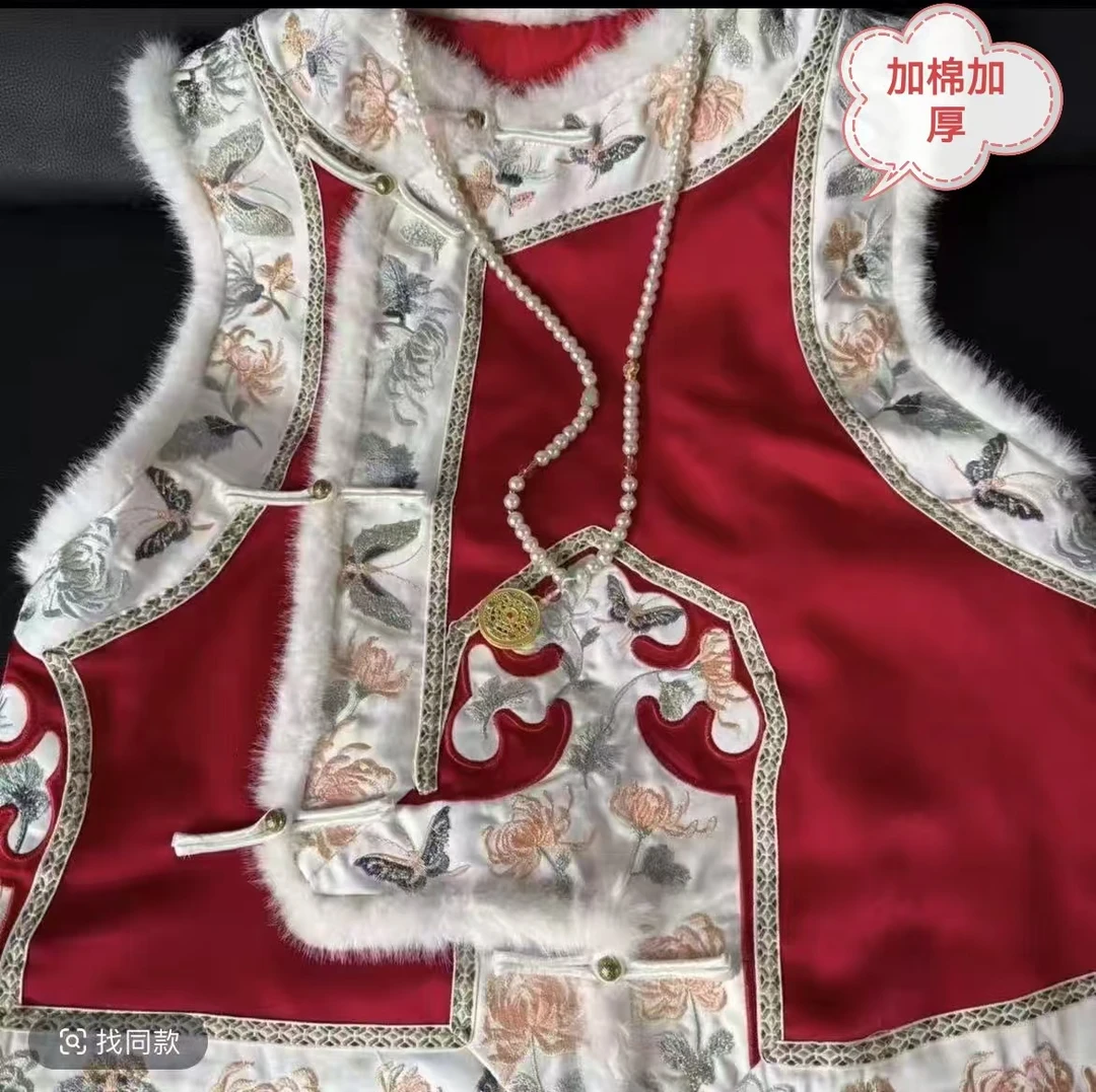 781新中式长袖刺绣短马甲民族风