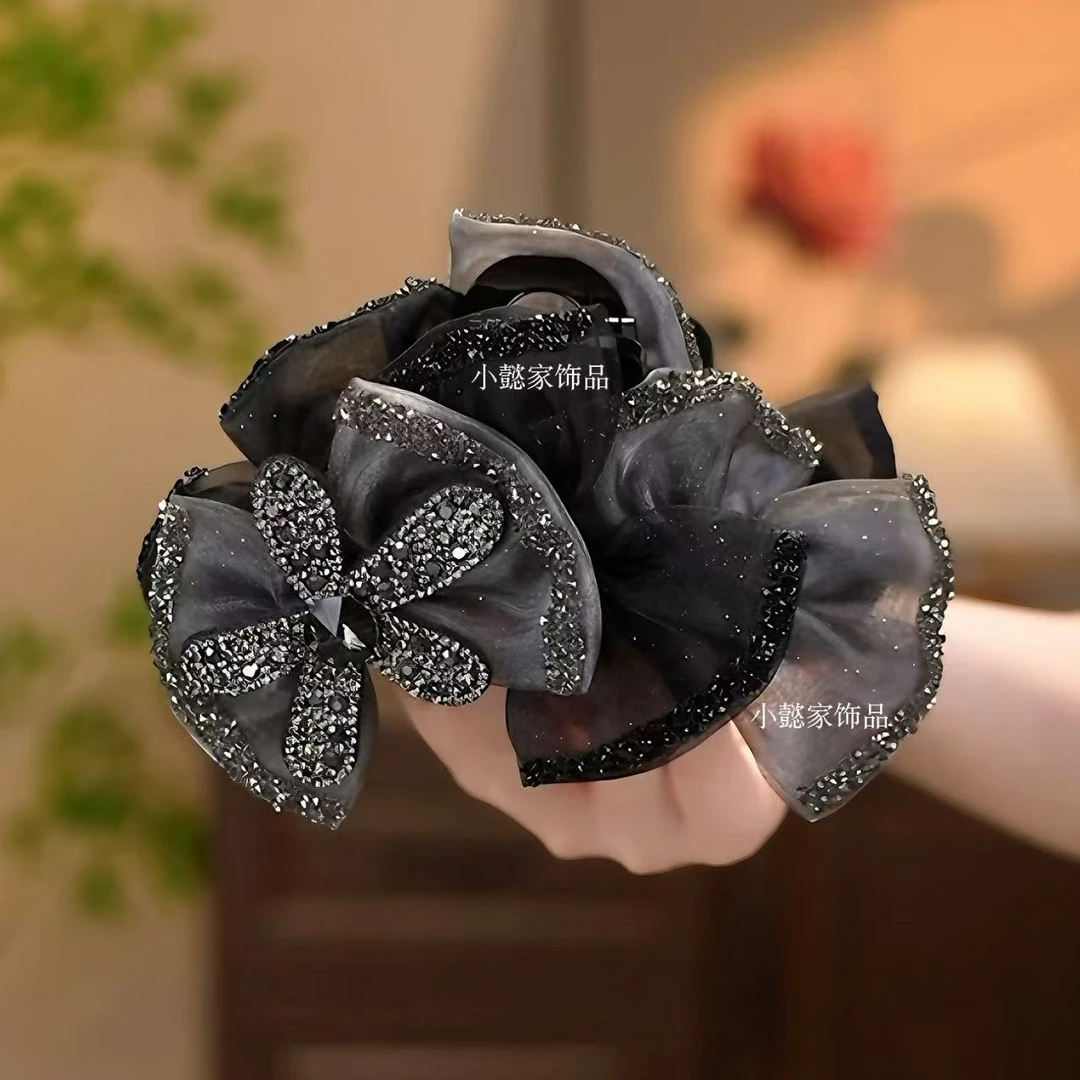 小懿家甄选【墨纱向阳】太阳花网纱抓夹优雅高级夹时尚发夹琥珀流光