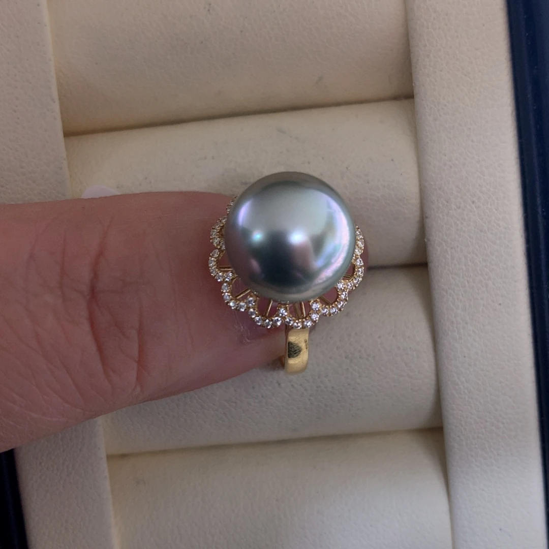 海水珍珠戒指18K金镶嵌