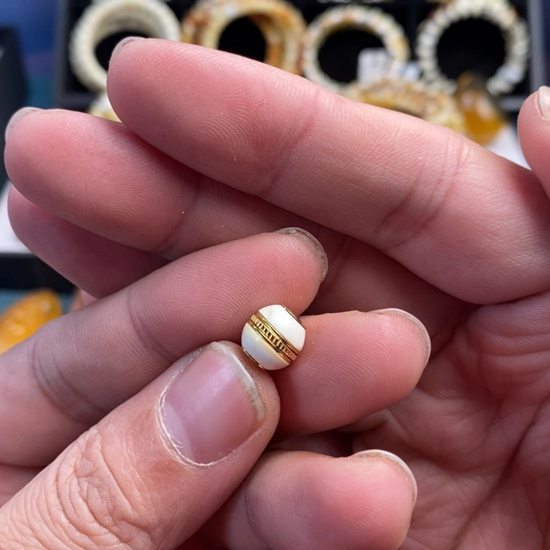 蜜蜡银S925镀金镶嵌裸石9mm