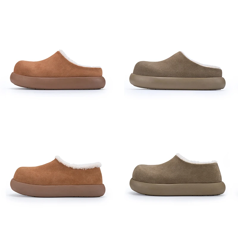 增高4CM厚底大土豆勃肯鞋冬季加绒动态防水软底一脚蹬穆勒鞋女款