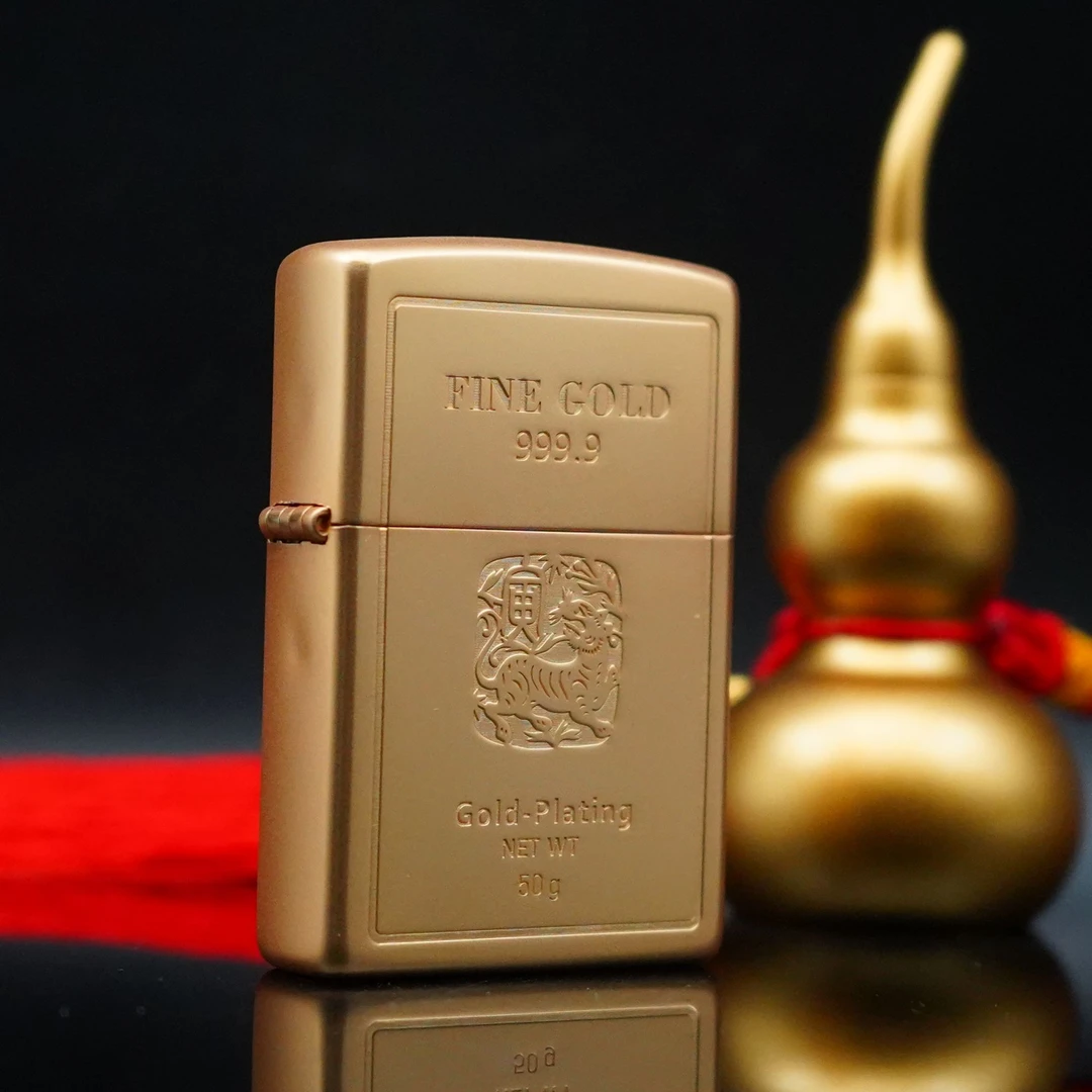 ZIPPO/之宝打火机 大金砖常规磨砂金生肖虎 DYJ1